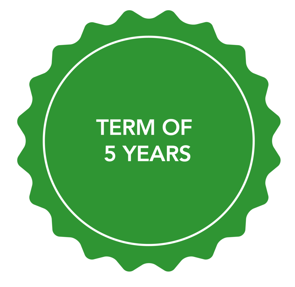 Note with the text: TERM OF 5 YEARS