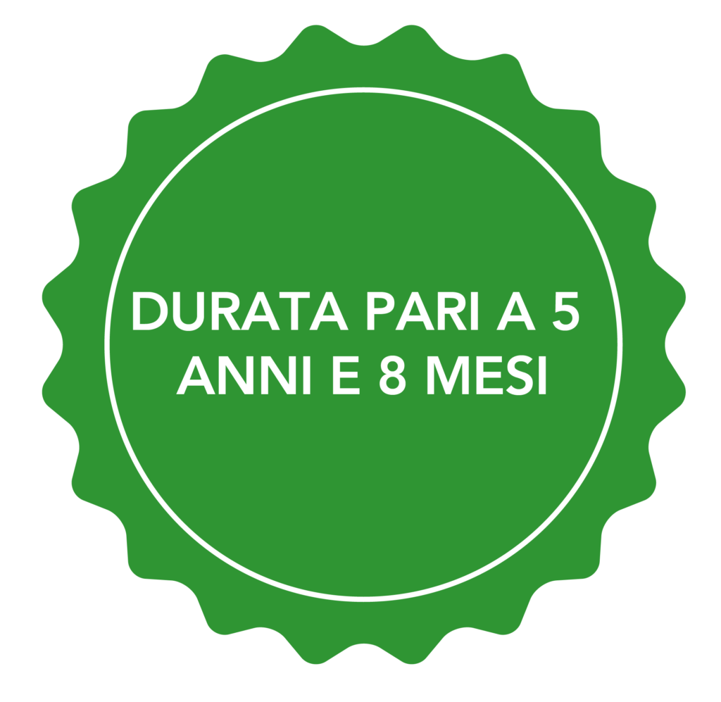 Nota con il testo: Durata pari a 5 anni e 8 mesi