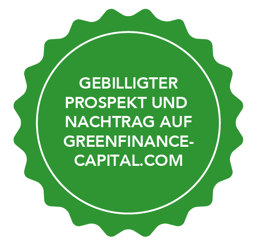 Hinweis mit dem Text: gebilligter Prospekt und Nachtrag auf GREENFINANCE-CAPITAL.COM