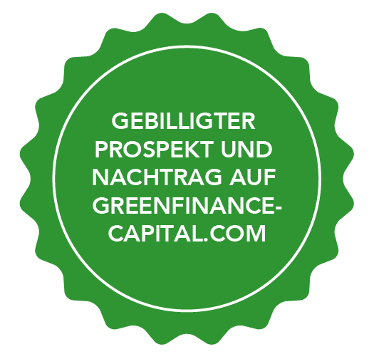 Hinweis mit dem Text: gebilligter Prospekt und Nachtrag auf GREENFINANCE-CAPITAL.COM