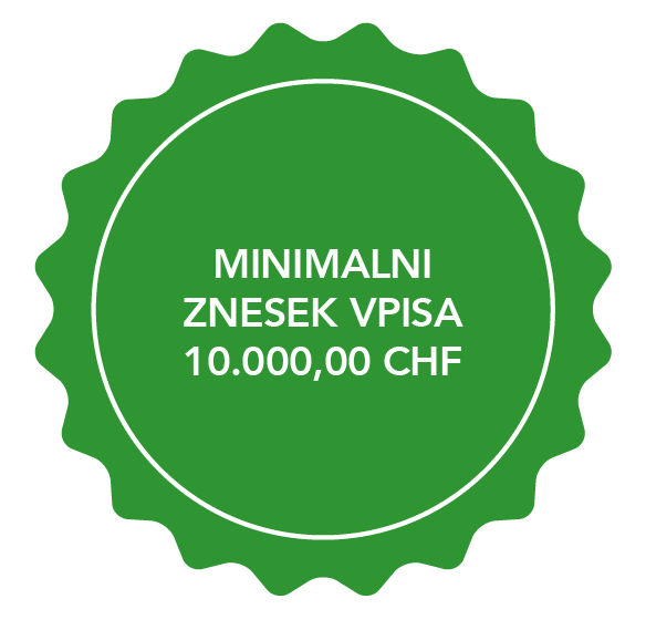 Opomba z besedilom: MINIMALNI ZNESEK VPISA 10.000,00 CHF