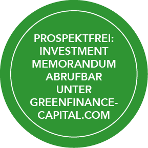 Hinweis mit dem Text: Zinssatz: Prospektfrei: Investment Memorandum abrufbar unter greenfinance-capital.com