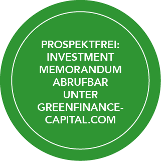 Hinweis mit dem Text: Zinssatz: Prospektfrei: Investment Memorandum abrufbar unter greenfinance-capital.com